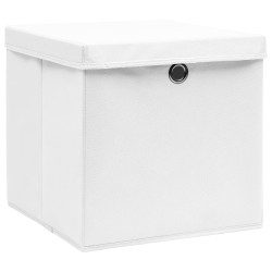 vidaXL Aufbewahrungsboxen mit Deckeln 10 Stk. 28x28x28 cm Weiß