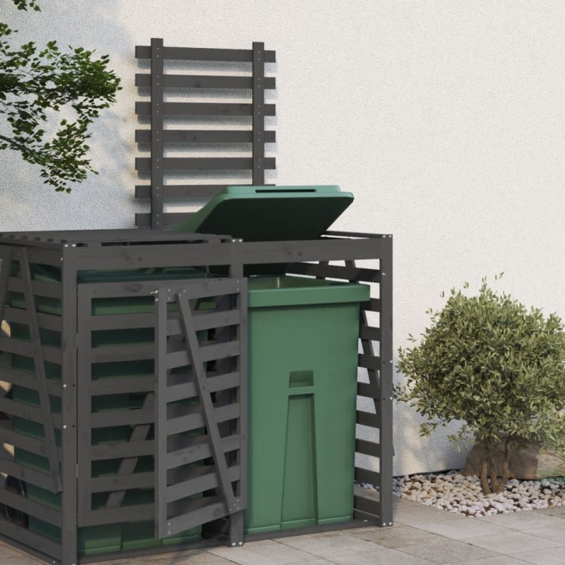 vidaXL Erweiterung für Mülltonnenbox Grau Massivholz Kiefer vidaXL Erweiterung für Mülltonnenbox Grau Massivholz Kiefer