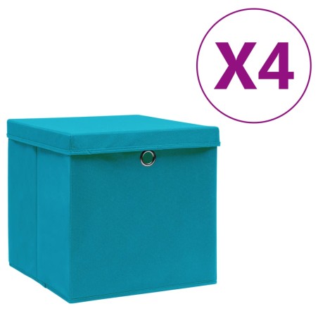 vidaXL Aufbewahrungsboxen mit Deckeln 4 Stk. 28x28x28 cm Babyblau