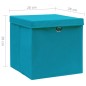 vidaXL Aufbewahrungsboxen mit Deckeln 4 Stk. 28x28x28 cm Babyblau vidaXL Aufbewahrungsboxen mit Deckeln 4 Stk. 28x28x28 cm Babyblau