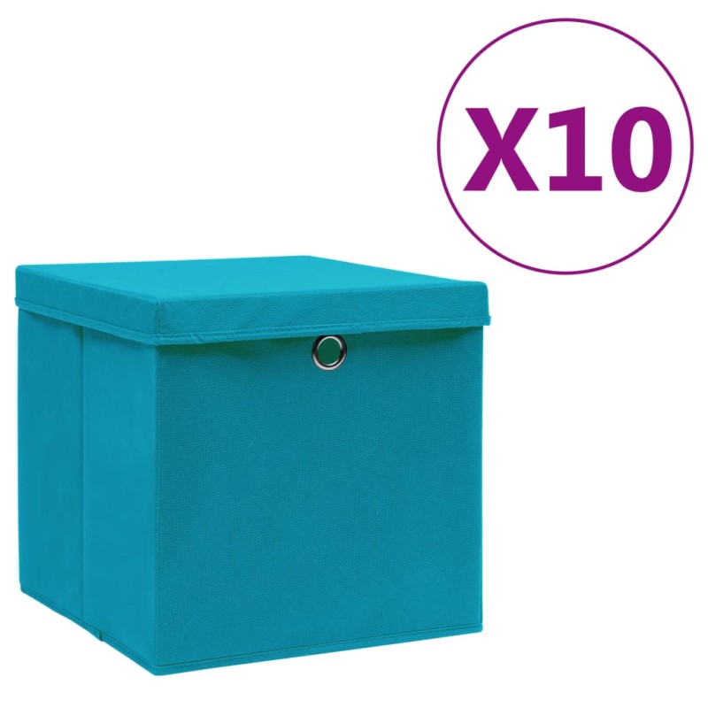 vidaXL Aufbewahrungsboxen mit Deckeln 10 Stk. 28x28x28 cm Babyblau vidaXL Aufbewahrungsboxen mit Deckeln 10 Stk. 28x28x28 cm Babyblau