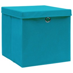 vidaXL Aufbewahrungsboxen mit Deckeln 10 Stk. 28x28x28 cm Babyblau
