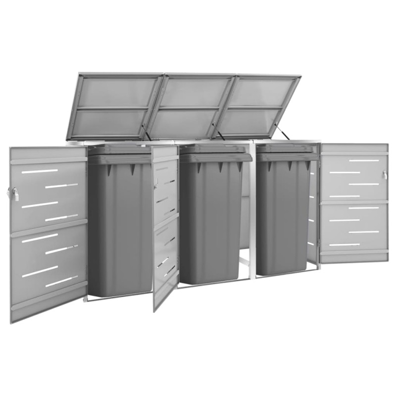 vidaXL Mülltonnenbox für 3 Tonnen 207x77,5x115 cm Edelstahl vidaXL Mülltonnenbox für 3 Tonnen 207x77,5x115 cm Edelstahl