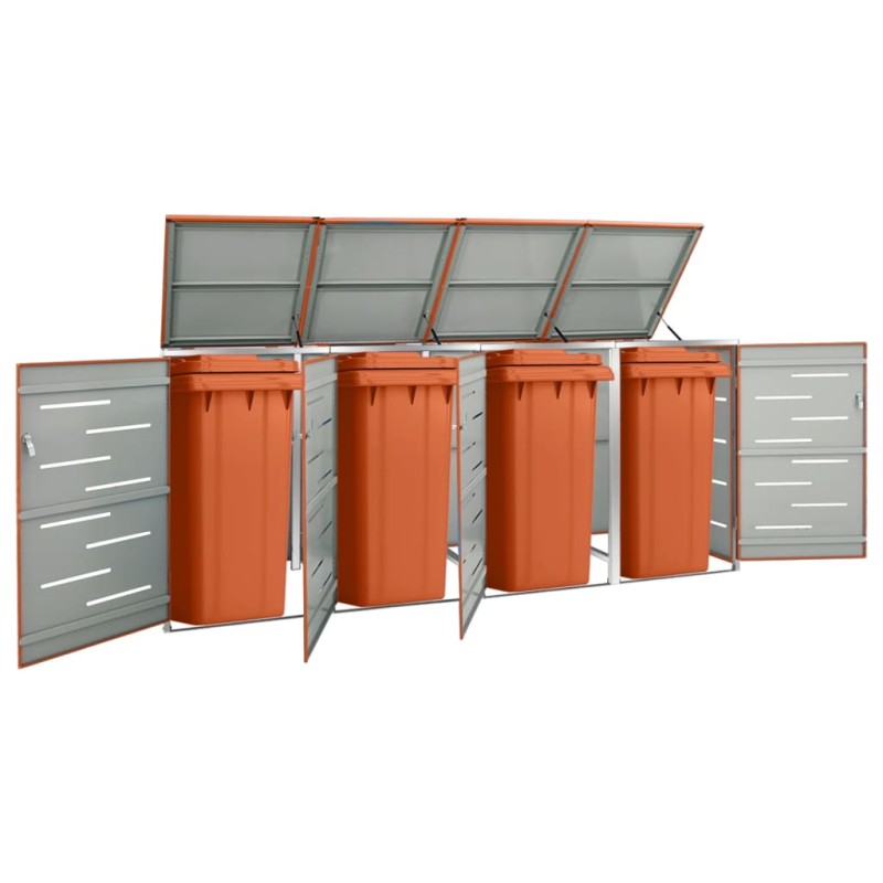 vidaXL Mülltonnenbox für 4 Tonnen 276,5x77,5x115,5 cm Edelstahl vidaXL Mülltonnenbox für 4 Tonnen 276,5x77,5x115,5 cm Edelstahl