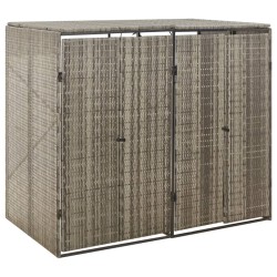 vidaXL Mülltonnenbox für 2 Tonnen Grau 140x80x117 cm Poly Rattan
