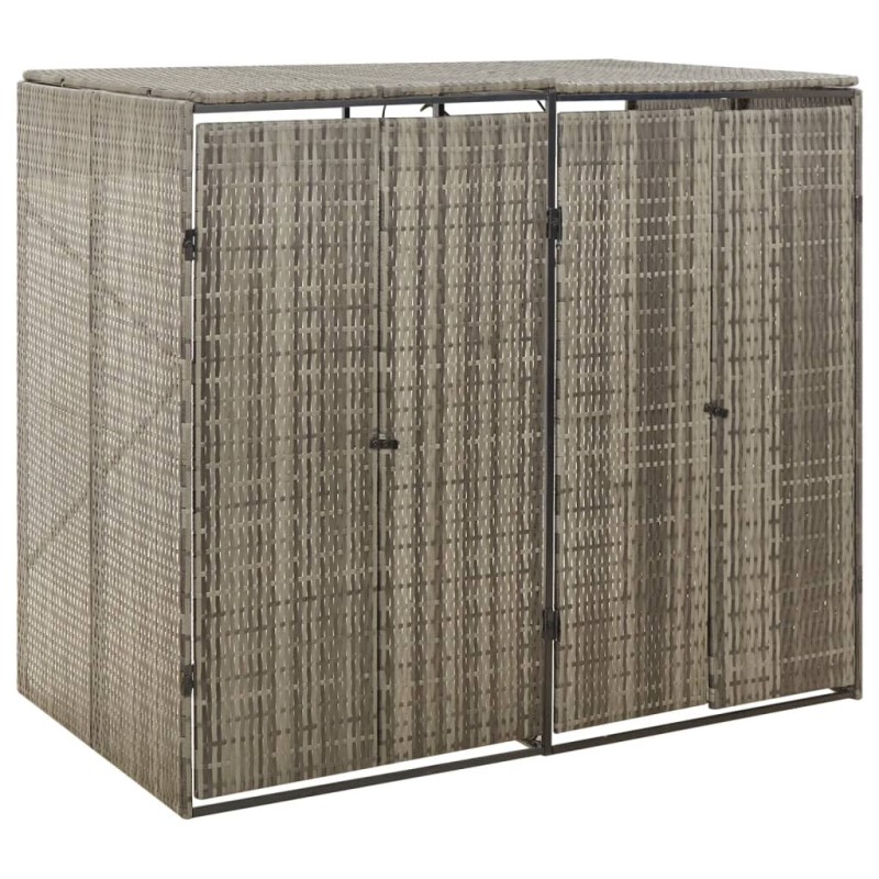 vidaXL Mülltonnenbox für 2 Tonnen Grau 140x80x117 cm Poly Rattan vidaXL Mülltonnenbox für 2 Tonnen Grau 140x80x117 cm Poly Rattan