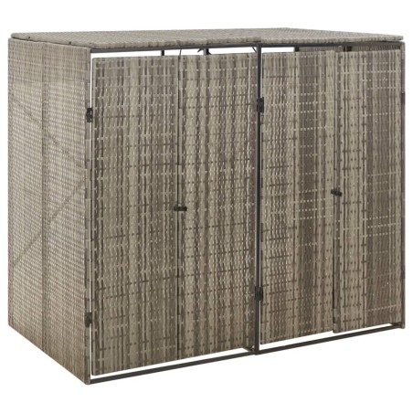 vidaXL Mülltonnenbox für 2 Tonnen Grau 140x80x117 cm Poly Rattan
