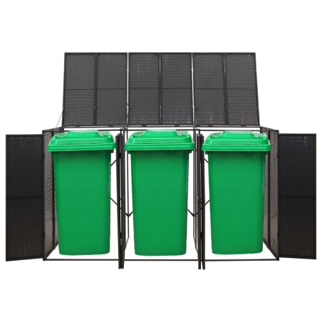 vidaXL Mülltonnenbox für 3 Tonnen Schwarz 207x80x117 cm Poly Rattan