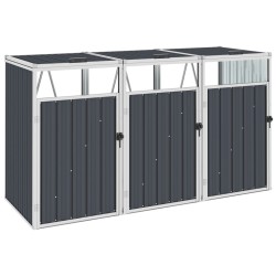 vidaXL Mülltonnenbox für 3 Mülltonnen Anthrazit 213×81×121 cm Stahl
