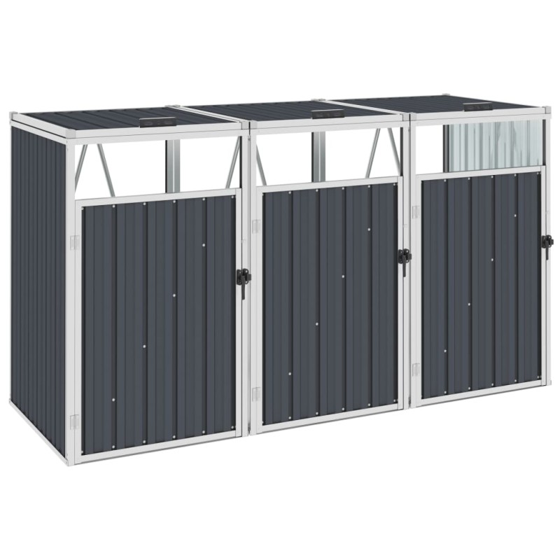 vidaXL Mülltonnenbox für 3 Mülltonnen Anthrazit 213×81×121 cm Stahl vidaXL Mülltonnenbox für 3 Mülltonnen Anthrazit 213×81×121 cm Stahl