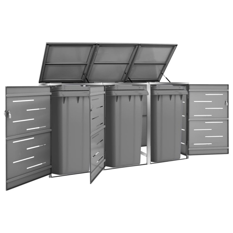 vidaXL Mülltonnenbox für 3 Tonnen 207x77,5x115 cm Edelstahl vidaXL Mülltonnenbox für 3 Tonnen 207x77,5x115 cm Edelstahl