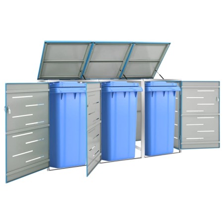 vidaXL Mülltonnenbox für 3 Tonnen 207x77,5x115 cm Edelstahl