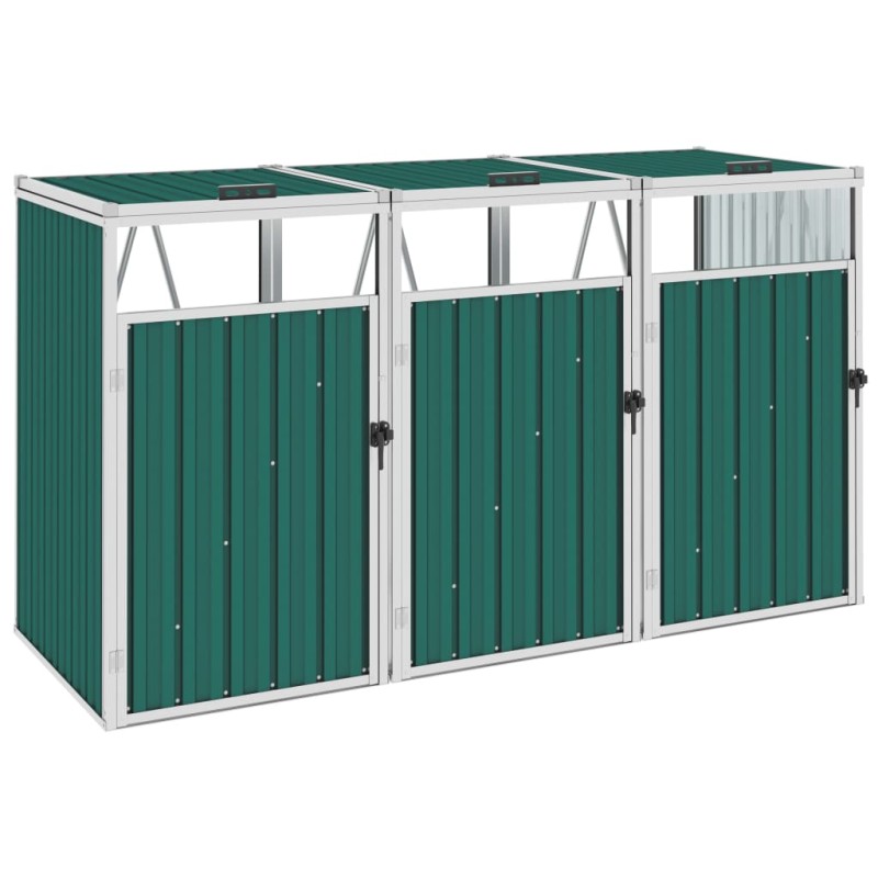 vidaXL Mülltonnenbox für 3 Mülltonnen Grün 213×81×121 cm Stahl vidaXL Mülltonnenbox für 3 Mülltonnen Grün 213×81×121 cm Stahl
