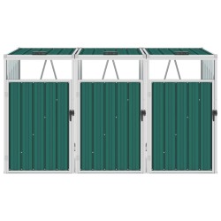 vidaXL Mülltonnenbox für 3 Mülltonnen Grün 213×81×121 cm Stahl