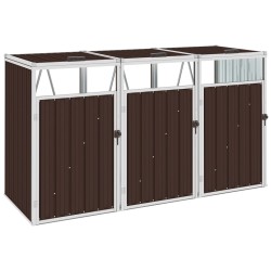 vidaXL Mülltonnenbox für 3 Mülltonnen Braun 213×81×121 cm Stahl
