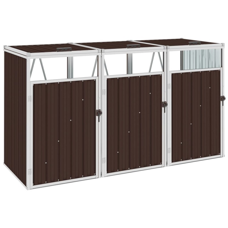 vidaXL Mülltonnenbox für 3 Mülltonnen Braun 213×81×121 cm Stahl vidaXL Mülltonnenbox für 3 Mülltonnen Braun 213×81×121 cm Stahl