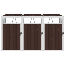 vidaXL Mülltonnenbox für 3 Mülltonnen Braun 213×81×121 cm Stahl