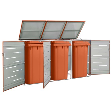 vidaXL Mülltonnenbox für 3 Tonnen 207x77,5x112,5 cm Edelstahl