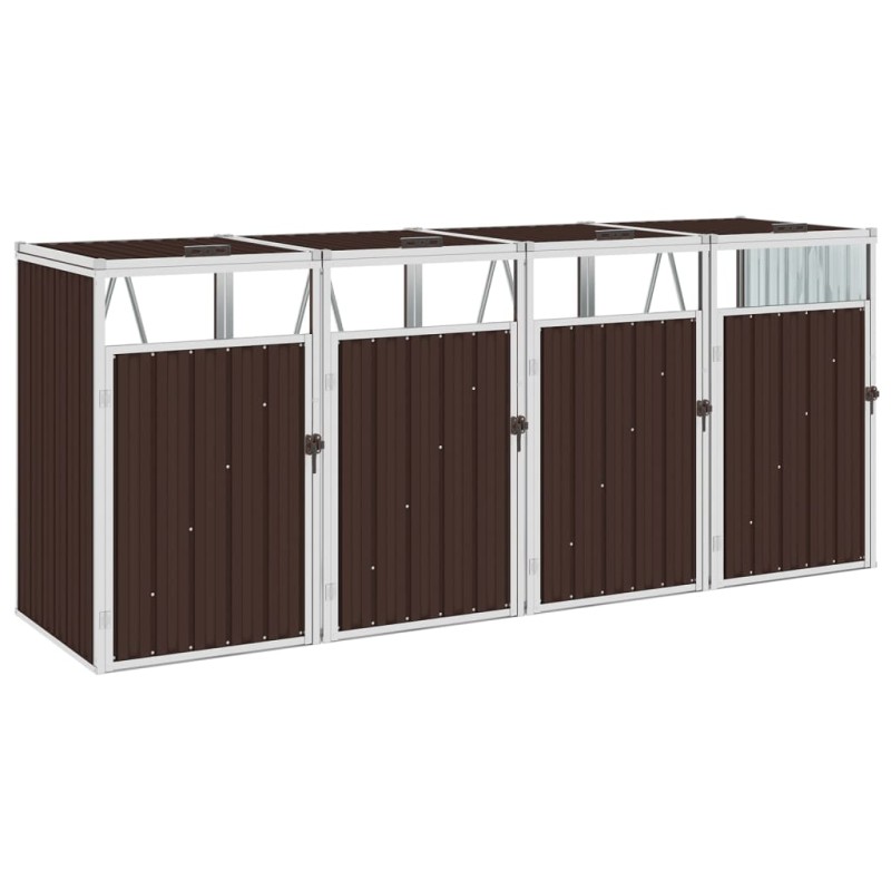 vidaXL Mülltonnenbox für 4 Mülltonnen Braun 286×81×121 cm Stahl vidaXL Mülltonnenbox für 4 Mülltonnen Braun 286×81×121 cm Stahl
