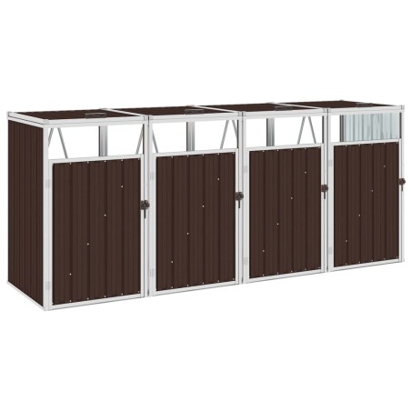 vidaXL Mülltonnenbox für 4 Mülltonnen Braun 286×81×121 cm Stahl