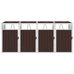 vidaXL Mülltonnenbox für 4 Mülltonnen Braun 286×81×121 cm Stahl