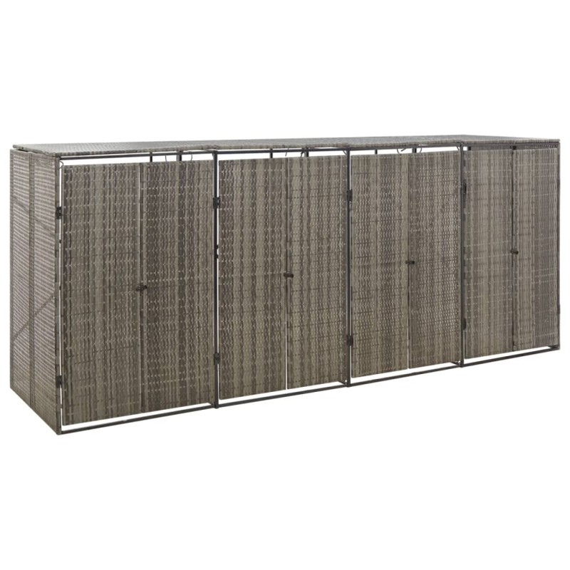 vidaXL Mülltonnenbox für 4 Tonnen Grau 274x80x117 cm Poly Rattan vidaXL Mülltonnenbox für 4 Tonnen Grau 274x80x117 cm Poly Rattan