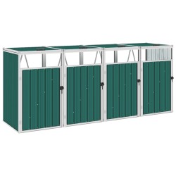 vidaXL Mülltonnenbox für 4 Mülltonnen Grün 286×81×121 cm Stahl