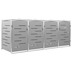 vidaXL Mülltonnenbox für 4 Tonnen 276,5x77,5x115,5 cm Edelstahl