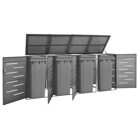 vidaXL Mülltonnenbox für 4 Tonnen 276,5x77,5x115,5 cm Edelstahl