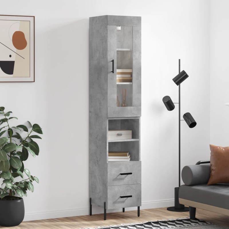 vidaXL Highboard Betongrau 34,5x34x180 cm Holzwerkstoff vidaXL Highboard Betongrau 34,5x34x180 cm Holzwerkstoff