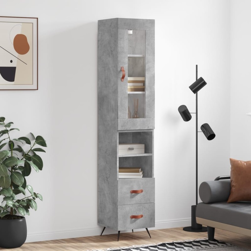 vidaXL Highboard Betongrau 34,5x34x180 cm Holzwerkstoff vidaXL Highboard Betongrau 34,5x34x180 cm Holzwerkstoff