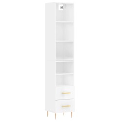 vidaXL Highboard Hochglanz-Weiß 34,5x34x180 cm Holzwerkstoff
