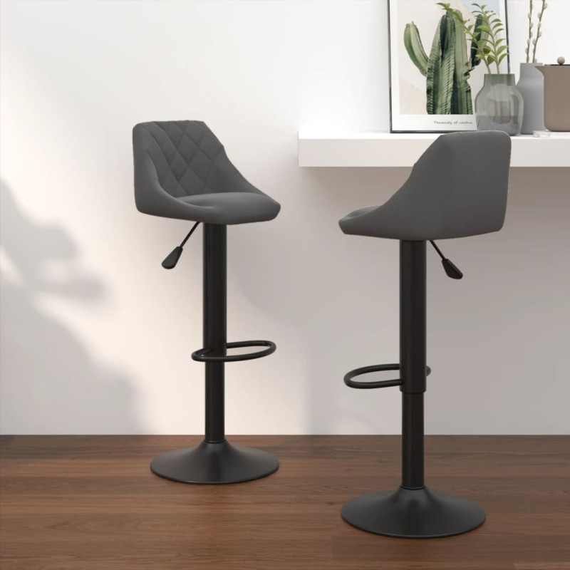 Barhocker 2 Stk. Dunkelgrau Samt Barhocker 2 Stk. Dunkelgrau Samt