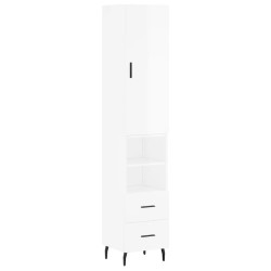 vidaXL Highboard Hochglanz-Weiß 34,5x34x180 cm Holzwerkstoff