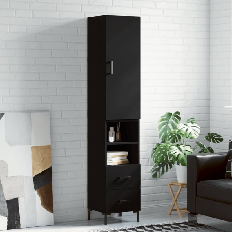 vidaXL Highboard Schwarz 34,5x34x180 cm Holzwerkstoff vidaXL Highboard Schwarz 34,5x34x180 cm Holzwerkstoff
