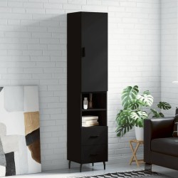 vidaXL Highboard Schwarz 34,5x34x180 cm Holzwerkstoff