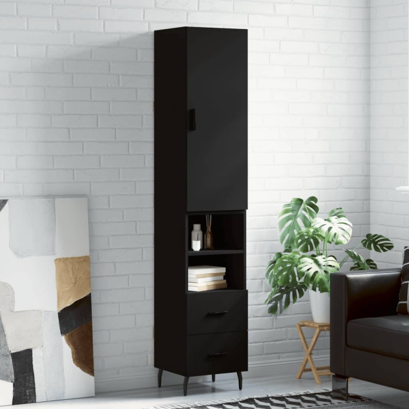 vidaXL Highboard Schwarz 34,5x34x180 cm Holzwerkstoff vidaXL Highboard Schwarz 34,5x34x180 cm Holzwerkstoff