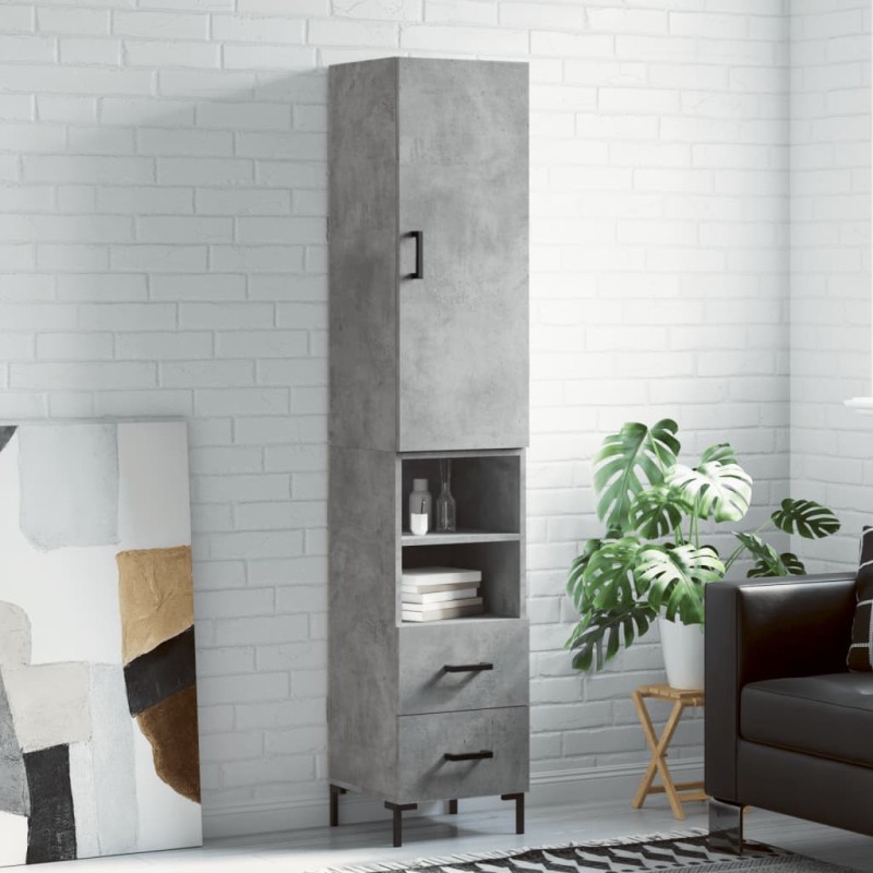 vidaXL Highboard Betongrau 34,5x34x180 cm Holzwerkstoff vidaXL Highboard Betongrau 34,5x34x180 cm Holzwerkstoff