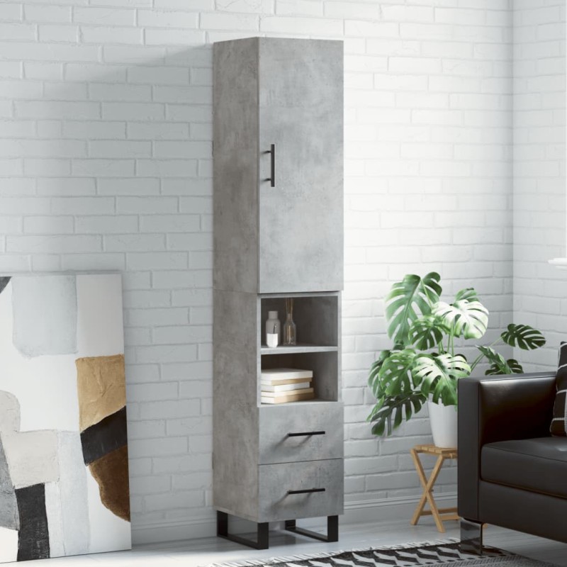 vidaXL Highboard Betongrau 34,5x34x180 cm Holzwerkstoff vidaXL Highboard Betongrau 34,5x34x180 cm Holzwerkstoff