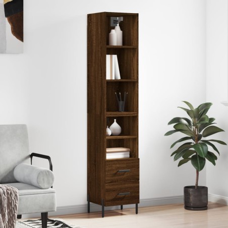 vidaXL Highboard Braun Eichen-Optik 34,5x34x180 cm Holzwerkstoff