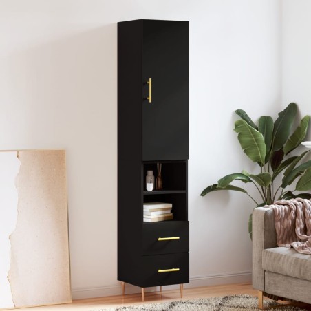 vidaXL Highboard Schwarz 34,5x34x180 cm Holzwerkstoff