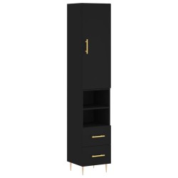 vidaXL Highboard Schwarz 34,5x34x180 cm Holzwerkstoff