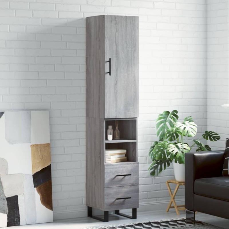 vidaXL Highboard Grau Sonoma 34,5x34x180 cm Holzwerkstoff vidaXL Highboard Grau Sonoma 34,5x34x180 cm Holzwerkstoff