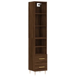 vidaXL Highboard Braun Eichen-Optik 34,5x34x180 cm Holzwerkstoff