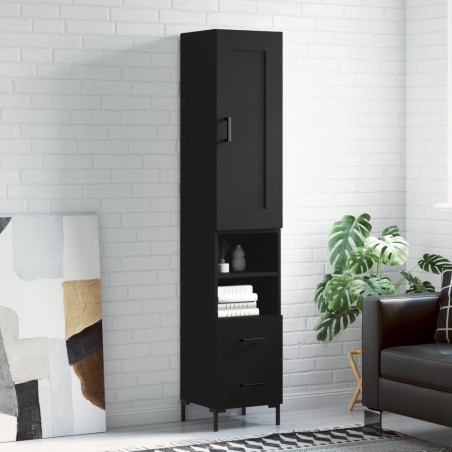 vidaXL Highboard Schwarz 34,5x34x180 cm Holzwerkstoff