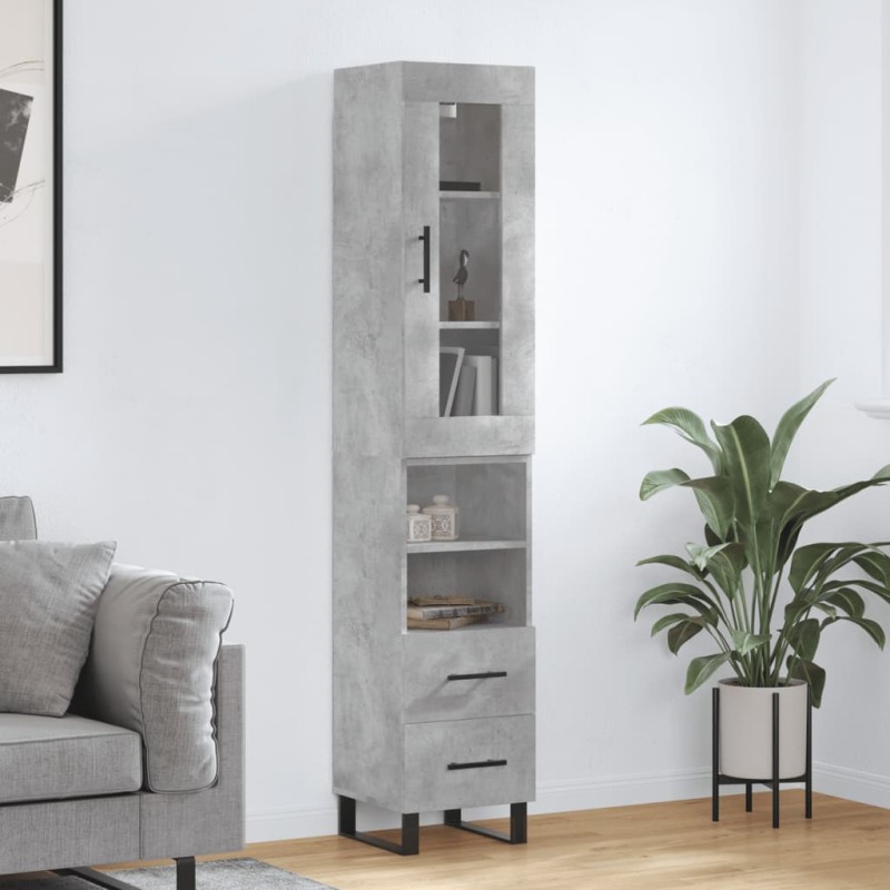 vidaXL Highboard Betongrau 34,5x34x180 cm Holzwerkstoff vidaXL Highboard Betongrau 34,5x34x180 cm Holzwerkstoff