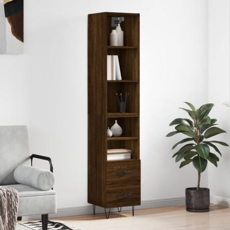 vidaXL Highboard Braun Eichen-Optik 34,5x34x180 cm Holzwerkstoff