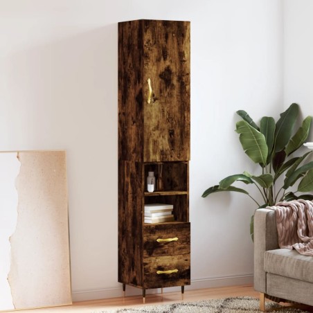 vidaXL Highboard Räuchereiche 34,5x34x180 cm Holzwerkstoff