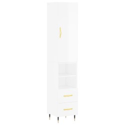 vidaXL Highboard Hochglanz-Weiß 34,5x34x180 cm Holzwerkstoff
