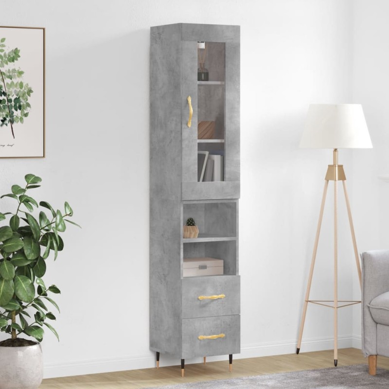 vidaXL Highboard Betongrau 34,5x34x180 cm Holzwerkstoff vidaXL Highboard Betongrau 34,5x34x180 cm Holzwerkstoff